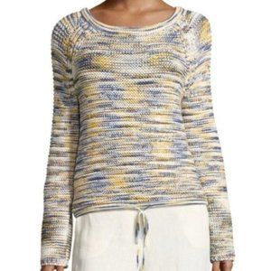 Theory Coella Yellow Blue Chain Cotton Striped Sweater